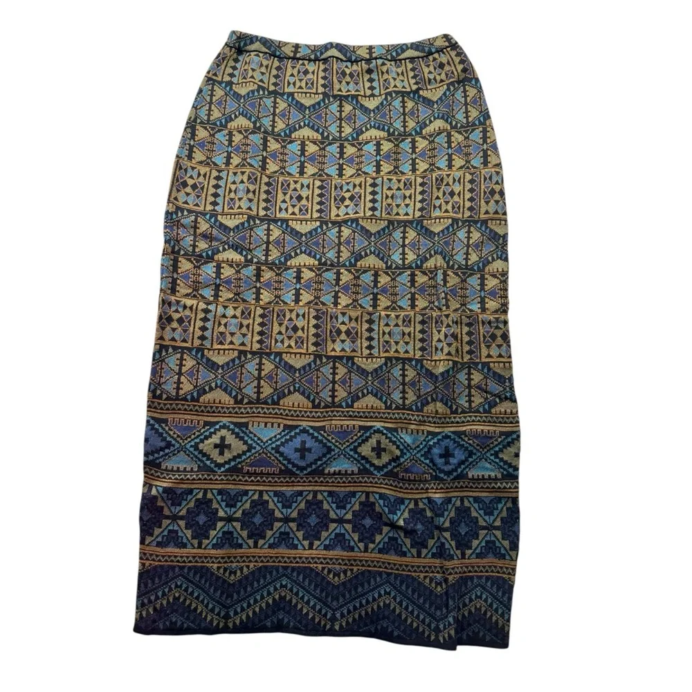 Peruvian Connection Maghreb Pima Cotton Long Knit Jacquard Skirt Small NEW NWT